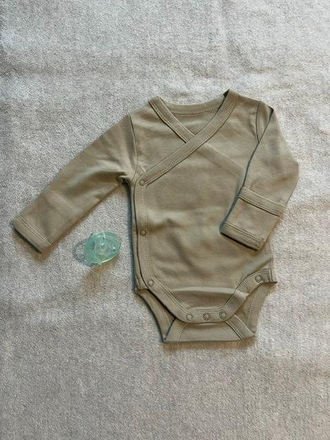 Green kimono romper, front